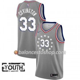 Camiseta Niños NBA Philadelphia 76ers Robert Covington 33 2018-19 Nike City Edition Gris Swingman